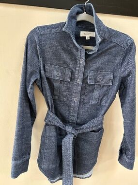Level 99 denim button down with tied waist.
